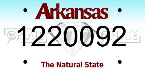 1220092 Arkansas License Plate