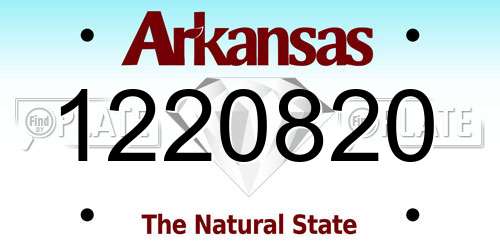 1220820 Arkansas License Plate