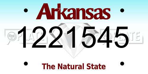 1221545 Arkansas License Plate