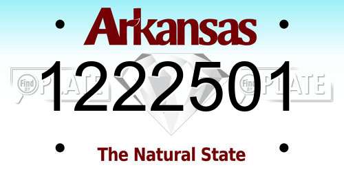 1222501 Arkansas License Plate