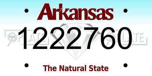 1222760 Arkansas License Plate