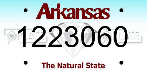 1223060 Arkansas License Plate