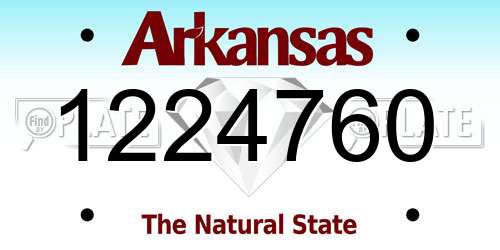 1224760 Arkansas License Plate