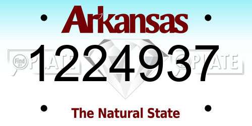 1224937 Arkansas License Plate