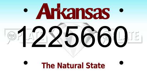 1225660 Arkansas License Plate