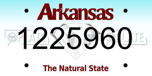 1225960 Arkansas License Plate