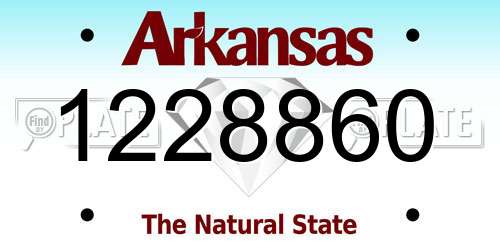 1228860 Arkansas License Plate