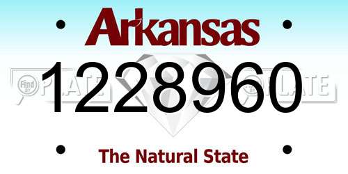 1228960 Arkansas License Plate