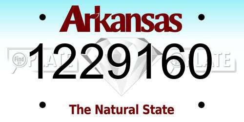 1229160 Arkansas License Plate