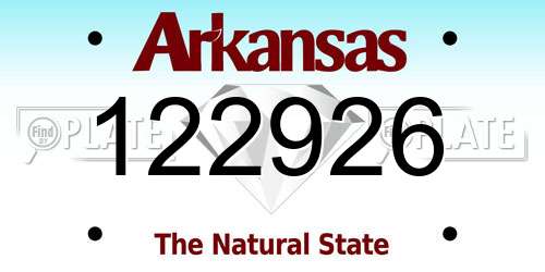 122926 Arkansas License Plate
