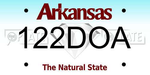 122DOA Arkansas License Plate