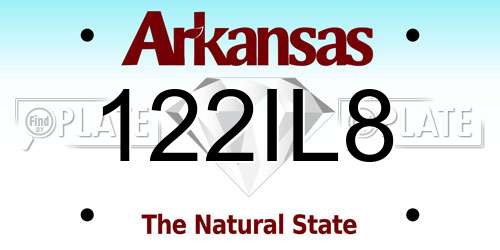 122IL8 Arkansas License Plate