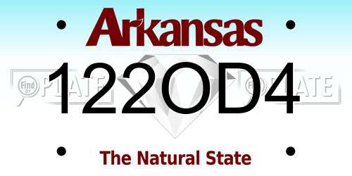 122OD4 Arkansas License Plate
