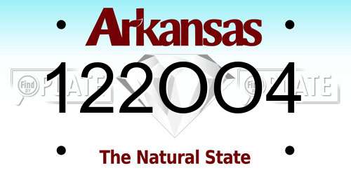 122OO4 Arkansas License Plate