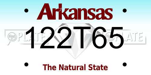 122T65 Arkansas License Plate