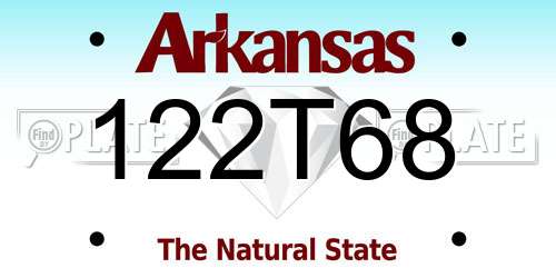 122T68 Arkansas License Plate