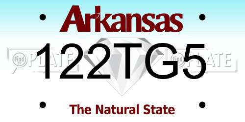 122TG5 Arkansas License Plate