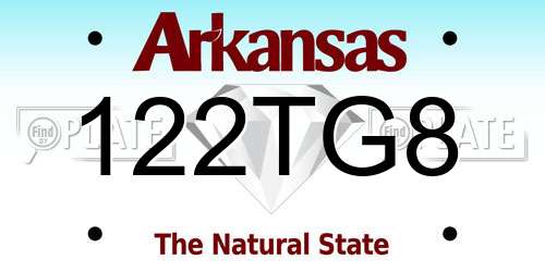 122TG8 Arkansas License Plate