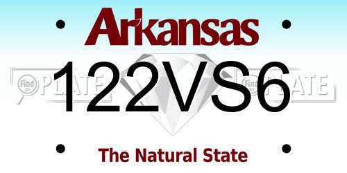 122VS6 Arkansas License Plate