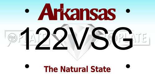 122VSG Arkansas License Plate
