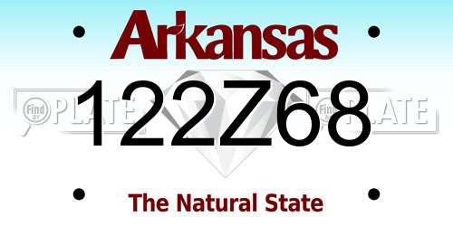 122Z68 Arkansas License Plate
