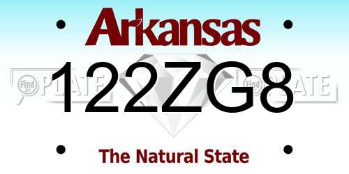 122ZG8 Arkansas License Plate