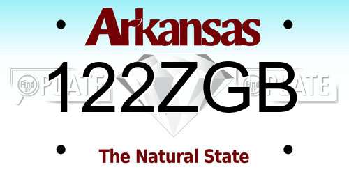 122ZGB Arkansas License Plate