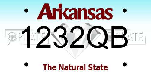 1232QB Arkansas License Plate
