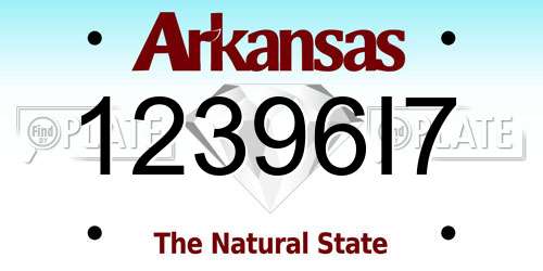 12396I7 Arkansas License Plate