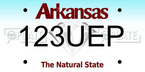 123UEP Arkansas License Plate