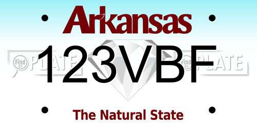 123VBF Arkansas License Plate