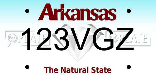 123VGZ Arkansas License Plate