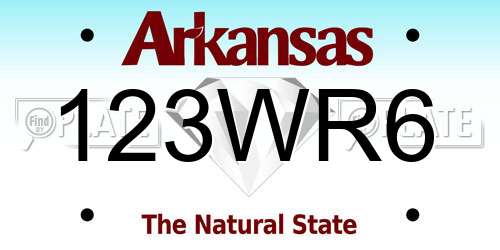 123WR6 Arkansas License Plate