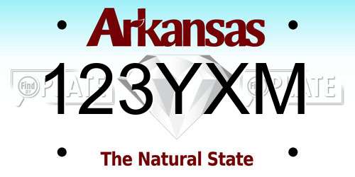 123YXM Arkansas License Plate