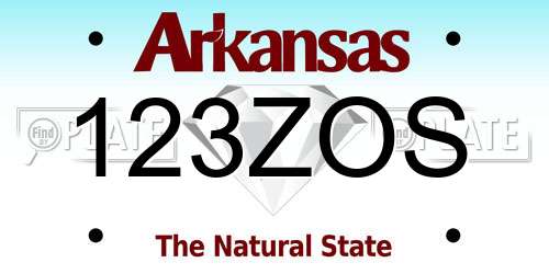 123ZOS Arkansas License Plate