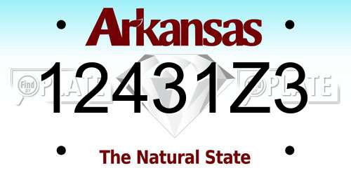 12431Z3 Arkansas License Plate
