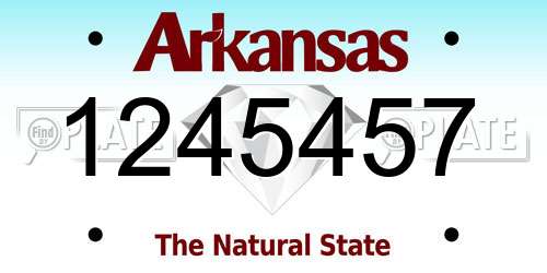 1245457 Arkansas License Plate