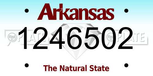 1246502 Arkansas License Plate
