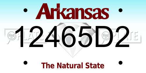 12465D2 Arkansas License Plate