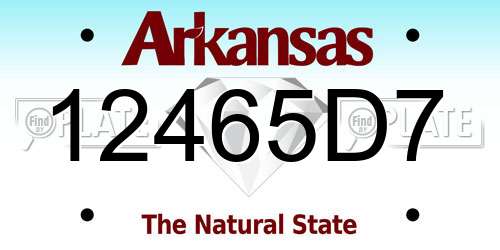 12465D7 Arkansas License Plate