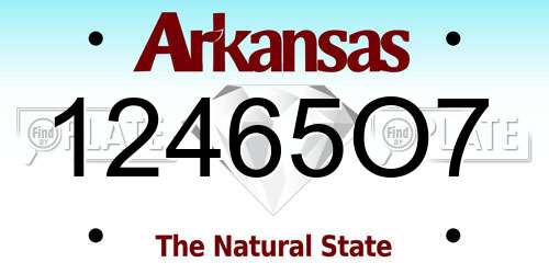12465O7 Arkansas License Plate