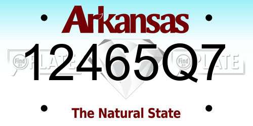 12465Q7 Arkansas License Plate