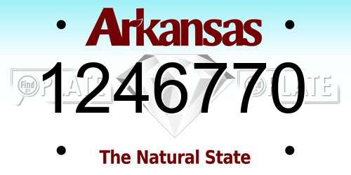 1246770 Arkansas License Plate