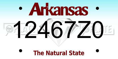 12467Z0 Arkansas License Plate