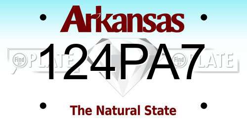 124PA7 Arkansas License Plate