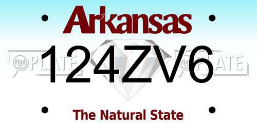 124ZV6 Arkansas License Plate