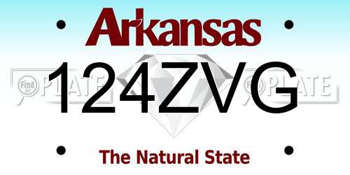 124ZVG Arkansas License Plate