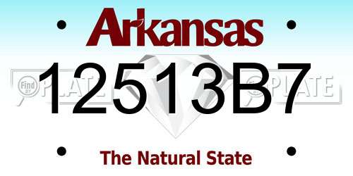 12513B7 Arkansas License Plate
