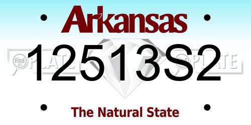 12513S2 Arkansas License Plate