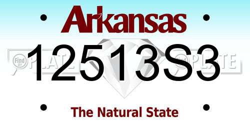 12513S3 Arkansas License Plate